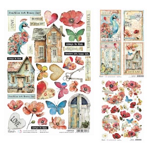 Ciao Bella Majestic Dream A4 Papier de riz, Fournitures créatives, Papier à fleurs, Fabrication de cartes, Papier de découpage, Scrapbooking paon Collage, techniques mixtes