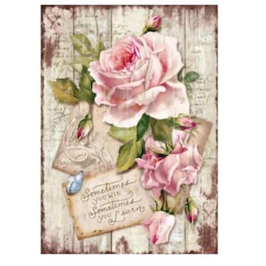 Stamperia Roses A4 Rice Paper, Craft Supplies,Card Making,Scrapbooking,Collage,Decoupage Paper Floral,Roses Shabby Chic Scrapbook Rice Paper