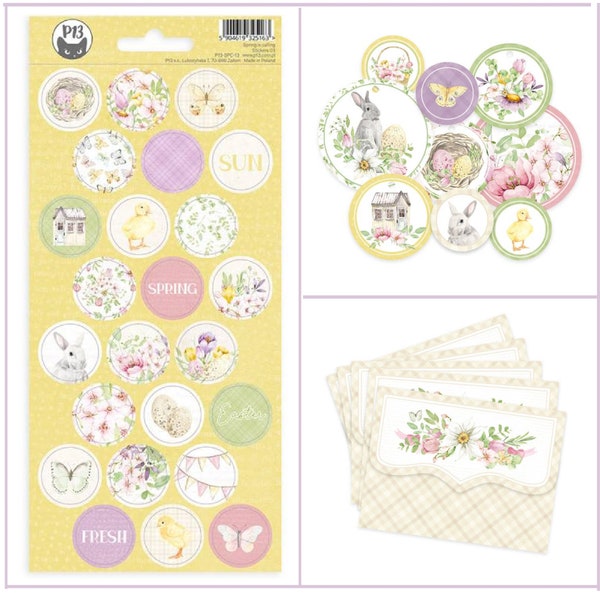 P13 Spring Is Calling Embellishments,Chipboard Sticker Floral,Bunnies Sticker, Scrapbooking,Card Making,Craft Supplies,Collage,Spring