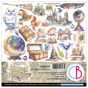 Ciao Bella Wizard Academy 6" x 6" Fussy Cut Pad ,Craft Supplies,Magic Fantasy Paper,Card Making,Ciao Bella Magic Cat Paper Ciao Bella Paper