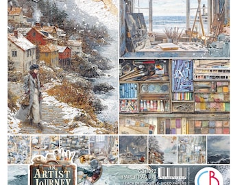 Ciao Bella An Artist Journey 8" x 8" Scrapbooking Paper Set,Craft Supplies,Ocean,Sea Art Paint Crafts Mixed Media Paper Card Making Paper