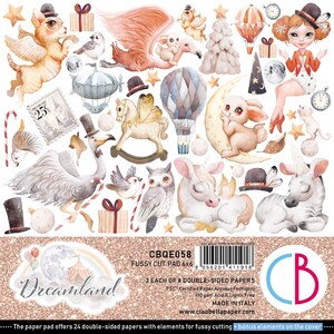 Ciao Bella Dreamland 6" x 6" Fussy Cut Pad,Collage,Card Making,Craft Supplies,Fantasy Kids,Baby Scrapbook,Animals Cute Paper Fussy Cut Paper