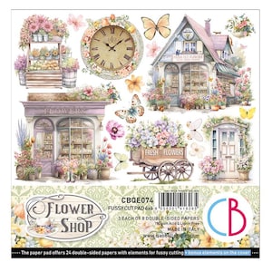 Bloc de coupe rapide 6 x 6 po. Ciao Bella Flower Shop, Fournitures créatives, Fabrication de cartes, Fleurs, Paquet de coupe rapide en papier printanier, Scrapbook en papier décoratif