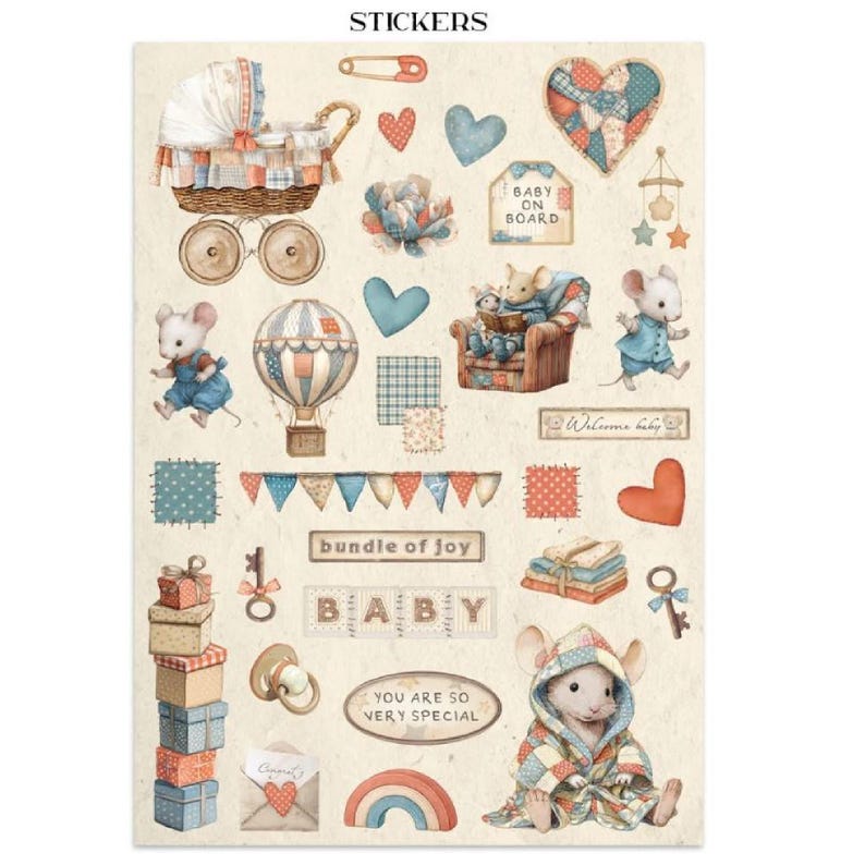 Stamperia Baby Junk Journal Stickers Cut-outs Backgrounds,craft ...