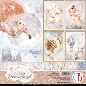 Ciao Bella Dreamland  12" x 12" Scrapbooking Paper Set,Collage,Card Making,Craft Supplies,Fantasy Kids,Baby Paper Scrapbook,Animals Cute