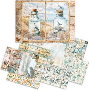 Ciao Bella Summer Days  A5 Mixed Rice Paper 8pc,Craft Supplies,Card Making,Decoupage Paper Sea Creatures Ocean Collage Background Rice Paper
