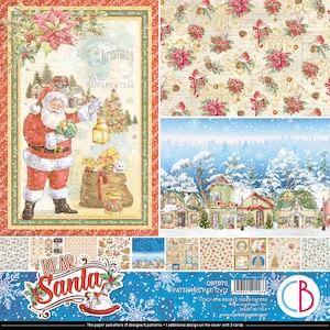 Ciao Bella  Dear Santa 12" x 12" Patterns Scrapbooking Paper Set ,Craft Supplies Noel,Christmas Paper,Collage,Card Making,Double Sided Paper
