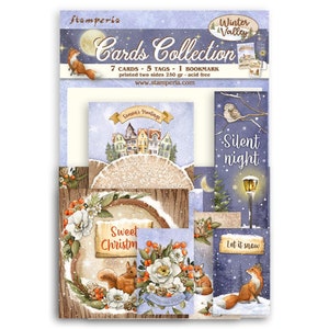 Stamperia Winter Valley Cards Collection,Embellishments,Craft Supplies,Scrapbooking, Forest Winter Animals,Christmas Card Making,Tags Forest
