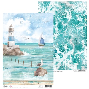 Ciao Bella Summer Breeze, Papier de riz A4, Fournitures créatives, Collage, Fabrication de cartes, Papier pour découpage Ciao Bella, créatures marines et nautiques de l'océan