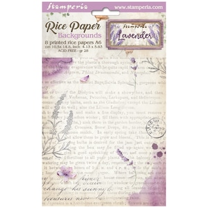 Papier de riz Stamperia lavande A6, Fournitures créatives, Fabrication de cartes, Scrapbooking, Embellissements, motifs floraux lilas, collage, papier de riz