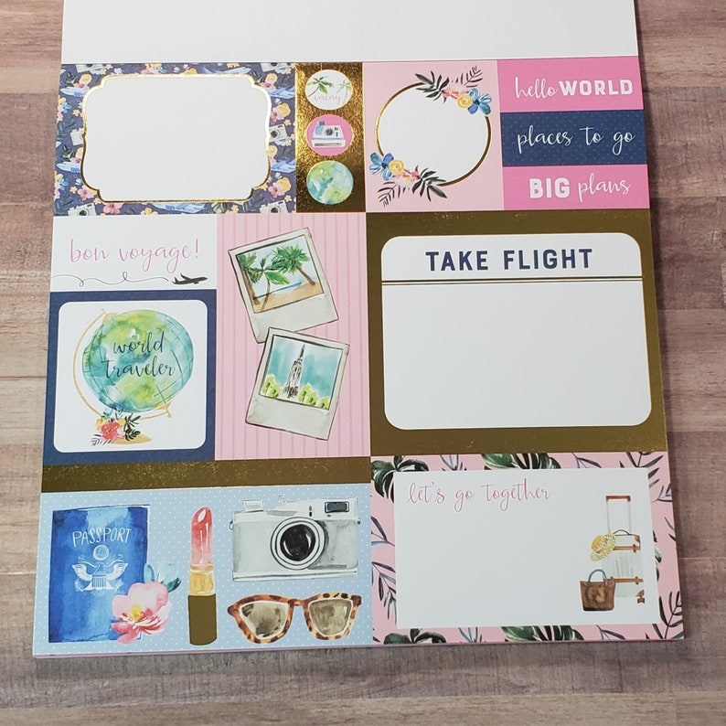 Born to Travel Paper Pad 12 x 12 By Craft Smart Watercolor Designs,Craft Supplies,Scrapbooking,Party Supplies,Collage,Gold Foil Paper