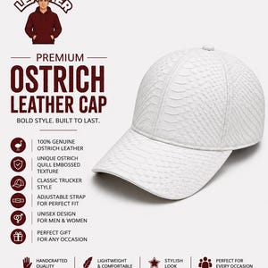 Handmade White Python Leather Baseball Cap | Luxury Snake Skin Hat