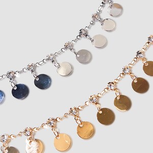 Flat Large Disc Chain | Rhinestone Drop Anti Tarnish Chain for DIY Jewelry Making