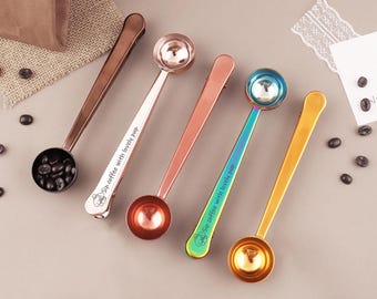 Personalisierter, gravierter 2-in-1-Messlöffel aus Edelstahl | Geschenk für Kaffeeliebhaber