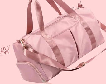 Bolso weekender rosa, bolsa de viaje gimnasio noche equipaje de mano con hombro