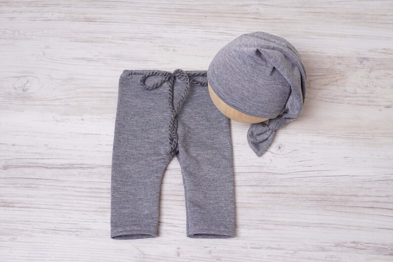 Gray Photo Prop Set Newborn Props Boy Newborn Pants and Hat Etsy