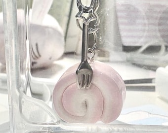 Pink cream roll zipper charm