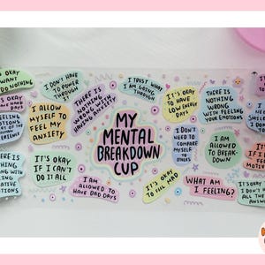 Mental Breakdown, Glass Cup, Mental Health, Glass tumbler, glass coffee cup, coffee cup, glass coffee can, iced coffee cup