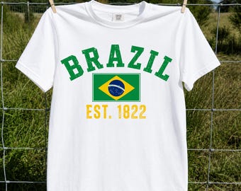 Brazil Flag Shirt Vintage Style, Retro Brazilian Heritage Tee, National Pride Graphic Shirt, Soccer Fan Gift