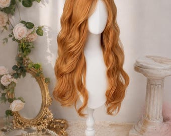 Parrucca ondulata color zenzero fatta a mano, lunga parrucca riccia color rame per tutti i giorni o per cosplay, capelli da fata personalizzati