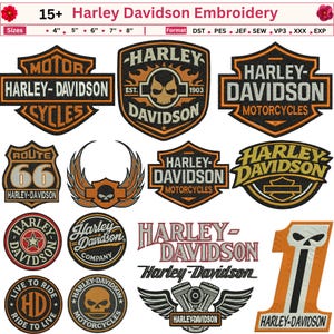 Harley Davidson logo Embroidery Design, Motorcycle Shield Crest Embroidery Designs Bundle, Biker machine embroidery Instant Download PES,DST