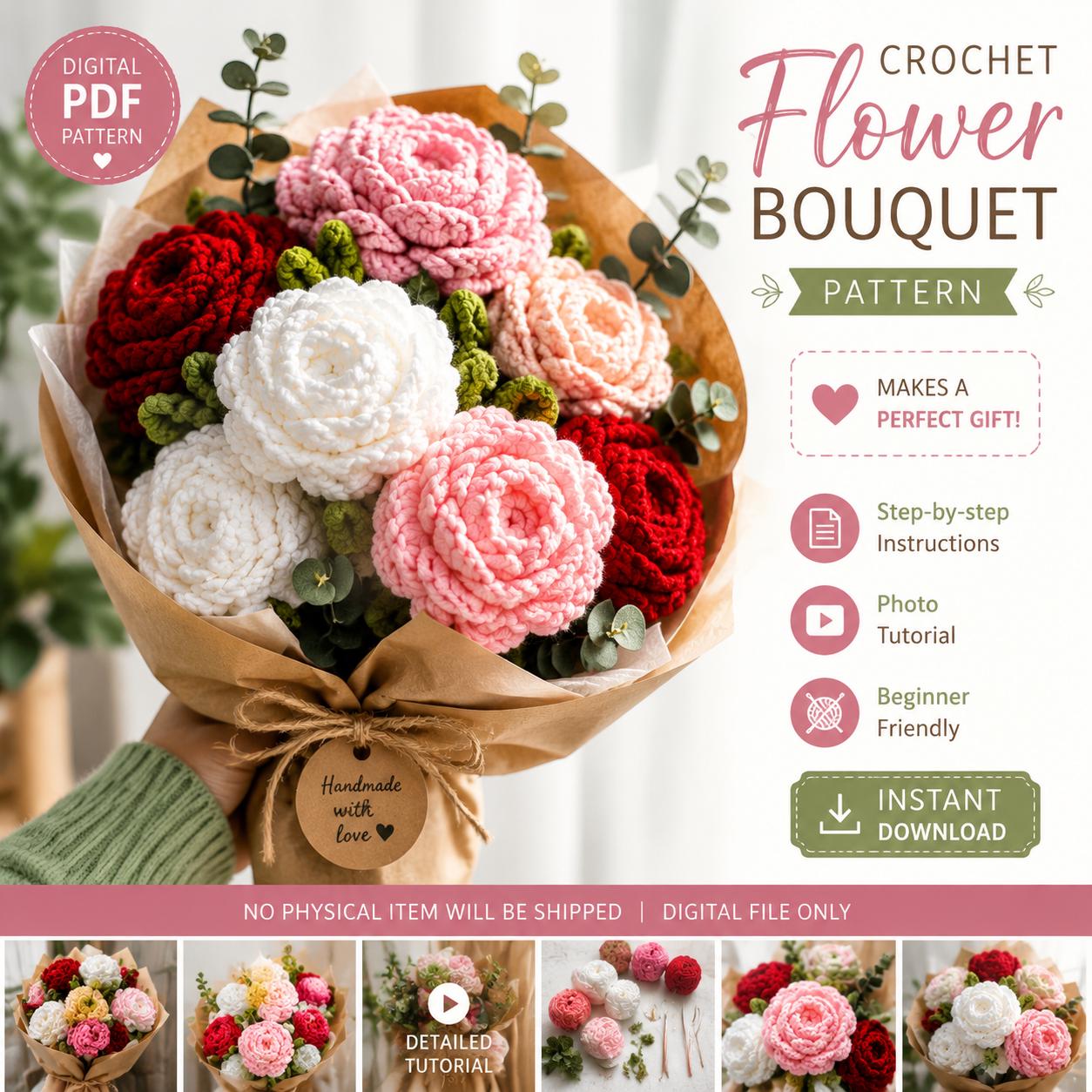 Crochet Flower Bouquet Pattern PDF
