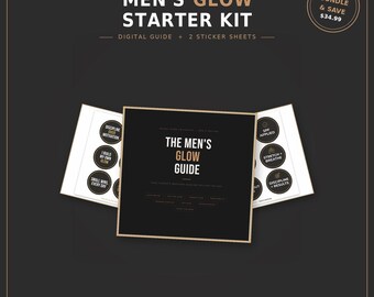 Men's Glow Starter Kit – Skincare Guide + 2 Motivational Sticker Sheets