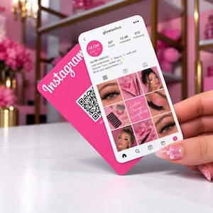 Custom Instagram Business Cards with QR Code, Premium 1mm Laminated Cards, Fade Resistant, Rounded Corners, Personalized Double Sided Cards
