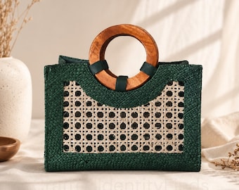 Bolso de ratán tejido a mano