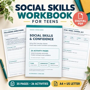 Social Skills Workbook for Teens: School Life, Problem Solving & Confidence, SEL activities, Printable PDF