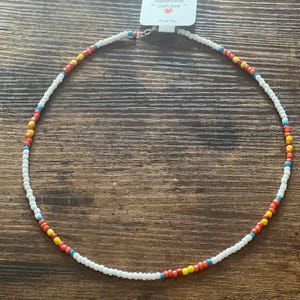 Beaded Necklace: Colorful Hand-Strung Layering Necklace, 22 inch