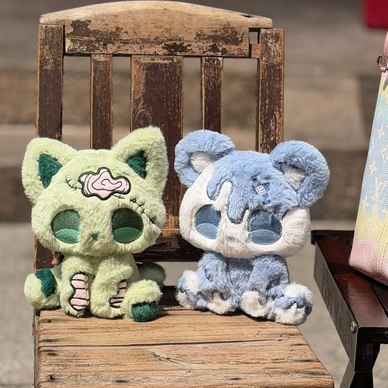 Green Zombie Rabbit Gothic Plush Doll, Fairy Tale Nightmare Stuffed Animal, Melting Bear ...
