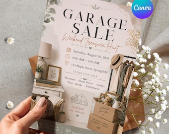Garage Sale Flyer Canva Template, Editable Yard Sale Sign, Weekend Sale Announcement, Printable Moving Sale Flyer, Digital Template