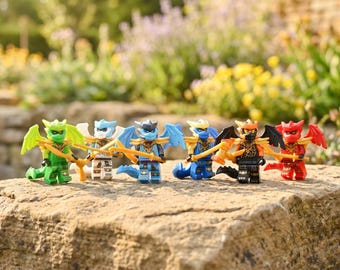 ニンジャゴー ドラゴンミニフィギュアセット – ロイド、ジェイ、カイ、ニャー、ゼイン、コール チームコレクション