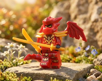 1- ニンジャゴー カイ ドラゴン レッド ファイヤー ニンジャ ウォリアー、レゴ互換、クリスマスギフト、カイファンへのプレゼント