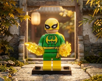 1- Iron Fist Green Suit Minifigure Marvel, Lego-Compatible, Father's Day Gift, Fan Present