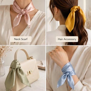 100% Mulberry Silk,Pure Silk Soild Color Square Scarf 53x53cm/21"x21" , Neck Scarf, Hair & Bag Accessory image 8