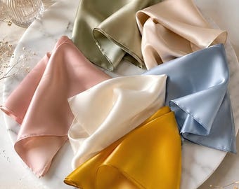 100% Mulberry Silk,Pure Silk Soild Color Square Scarf 53x53cm/21"x21" , Neck Scarf, Hair & Bag Accessory