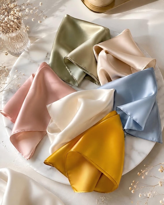 100% Mulberry Silk,Pure Silk Soild Color Square Scarf 53x53cm/21"x21" , Neck Scarf, Hair & Bag Accessory