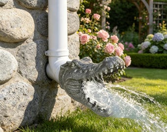 Alligator Head Downspout Extension Statue, Gutter Guardian Rain Gutter Decor, Funny Yard Garden Sculpture, Outdoor House Drain Pipe Ornament