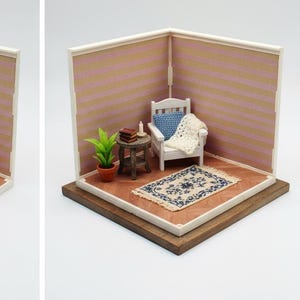 Dollhouse Room Box Kit, Miniature Interior Scene Base, DIY Display Corner, Scale Model Background, Collectors Gift