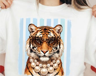 Glam Tiger PNG | Preppy Tiger PNG | Bling Design | Everyday Designs | Boujee Png | Leopard Print Png | Tiger Graphic | Animal Print Graphic