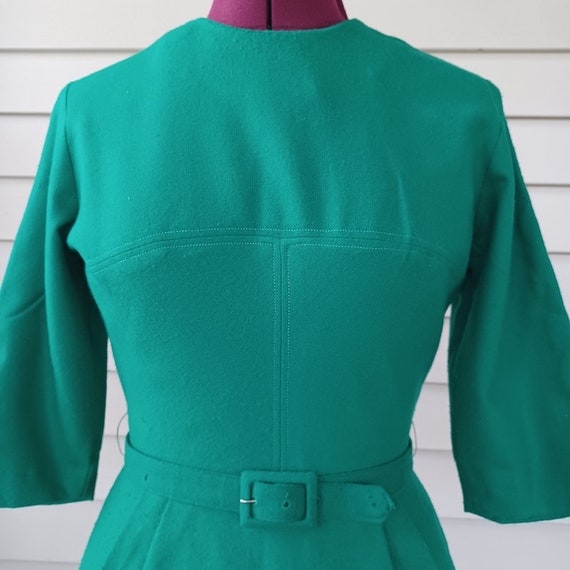 Vintage 50s Emerald Green Size S Belted Office Sl… - image 5