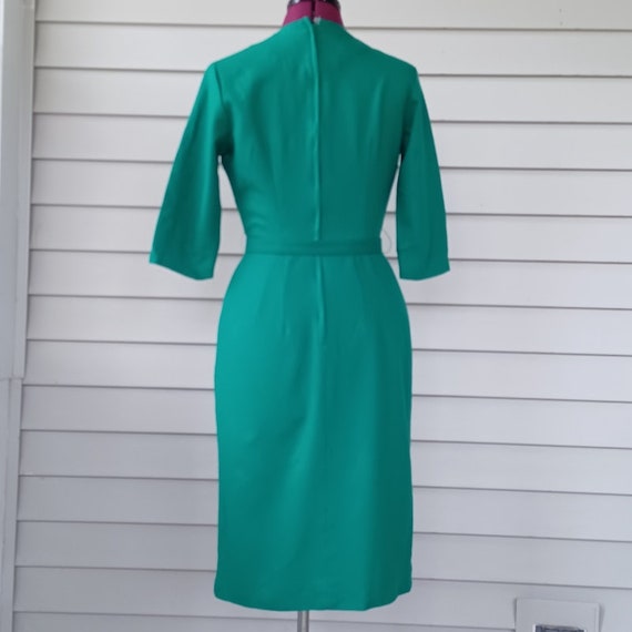 Vintage 50s Emerald Green Size S Belted Office Sl… - image 2