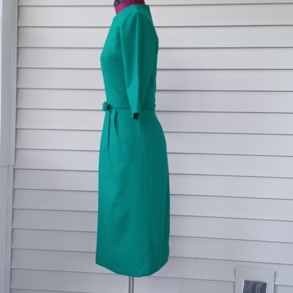 Vintage 50s Emerald Green Size S Belted Office Sl… - image 4