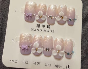 Purple French tips with florals