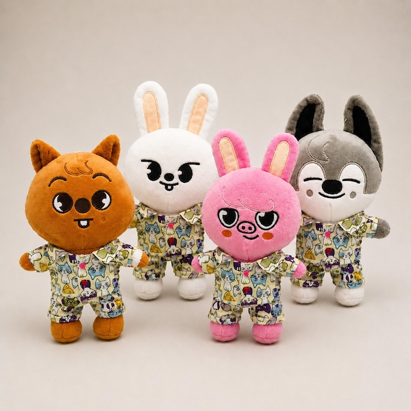 SKZOO Cat Shirt Outfit Plush Doll, Stray Kids Plush with Clothes, Cute Kpop Fan Gift, Dressed Plush Collectible