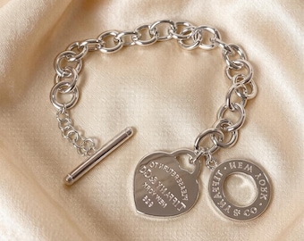 Authentic Tiffany & Co Silver Circle Tag Charm Bracelet, Tiffany