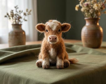 Needle Felting Kit for Beginners Cute Highland Cow DIY Craft Set Stress Relief Hobby Gift for Her