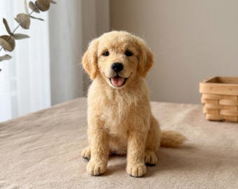 Needle Felting Kit for Beginners Golden Retriever DIY Craft Set Stress Relief Hobby Gift for Her
